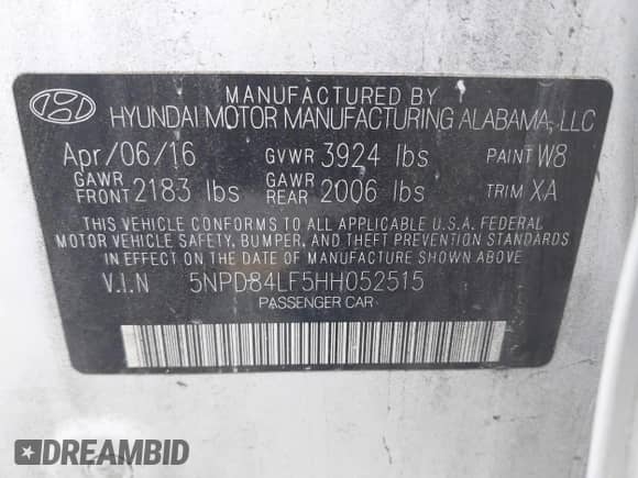 2017 Hyundai Elantra SE z VIN 5NPD84LF5HH052515, wystawiony jako IAAI lot #43431716 z przebiegiem 80 025 mil mil oraz . Historia ofert i sprzedaży dostępna na DreamBid. Obrazek 9.