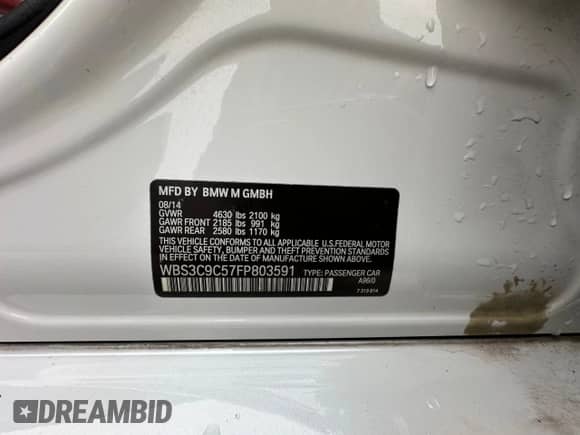 2015 BMW M3 z VIN WBS3C9C57FP803591, wystawiony jako Copart lot #65827775 z przebiegiem 183 389 mil mil oraz Czysty tytuł • Clean title. Historia ofert i sprzedaży dostępna na DreamBid. Obrazek 10.