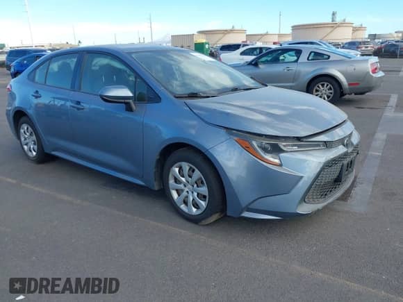 2021 Toyota Corolla LE with VIN JTDEPMAE7MJ147421, listed as a IAAI auction lot 43142290 with Not provided miles and . Bid and sale history available at DreamBid. Image 1.