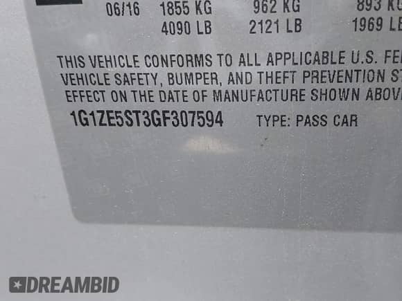 2016 Chevrolet Malibu LT z VIN 1G1ZE5ST3GF307594, wystawiony jako IAAI lot #42651949 z przebiegiem 108 369 mil mil oraz . Historia ofert i sprzedaży dostępna na DreamBid. Obrazek 9.