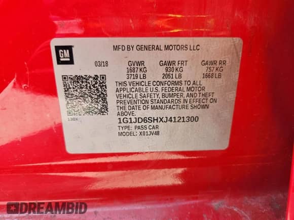 2018 Chevrolet Sonic LT с VIN 1G1JD6SHXJ4121300, выставлен на аукционе Copart как лот 72057215 с пробегом 102 547 миль миль и Чистый • Clean title. История ставок и продаж доступна на DreamBid. Изображение 14.