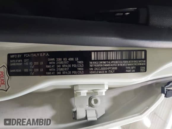 2017 Jeep Renegade Latitude с VIN ZACCJBBB5HPF38686, выставлен на аукционе IAAI как лот 42969292 с пробегом 114 768 миль миль и . История ставок и продаж доступна на DreamBid. Изображение 9.