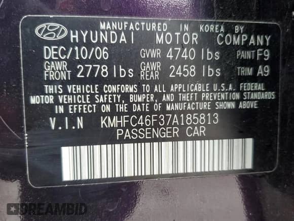 2007 Hyundai Azera SE с VIN KMHFC46F37A185813, выставлен на аукционе Copart как лот 86519194 с пробегом 162 458 миль миль и Списание • Salvage title. История ставок и продаж доступна на DreamBid. Изображение 13.