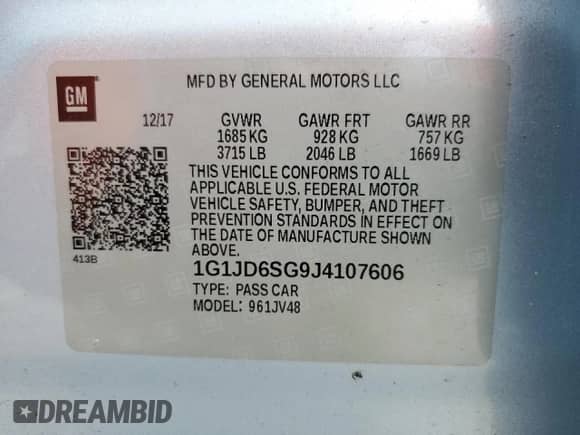 2018 Chevrolet Sonic LT с VIN 1G1JD6SG9J4107606, выставлен на аукционе Copart как лот 84048875 с пробегом 60 206 миль миль и Списание • Salvage title. История ставок и продаж доступна на DreamBid. Изображение 12.