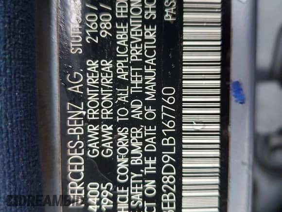 1990 Mercedes-Benz 300 z VIN WDBEB28D9LB167760, wystawiony jako Copart lot #50052815 z przebiegiem 310 217 mil mil oraz Czysty tytuł • Clean title. Historia ofert i sprzedaży dostępna na DreamBid. Obrazek 12.