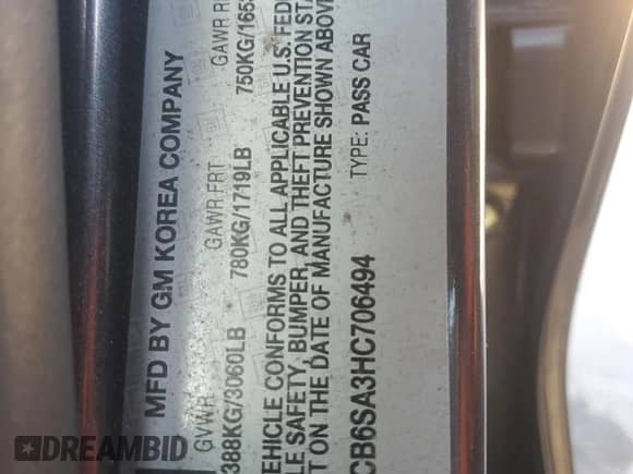 2017 Chevrolet Spark LS z VIN KL8CB6SA3HC706494, wystawiony jako Copart lot #82681665 z przebiegiem 118 510 mil mil oraz Szkoda całkowita • Salvage title. Historia ofert i sprzedaży dostępna na DreamBid. Obrazek 12.