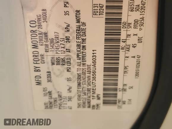 2006 Ford Explorer XLT z VIN 1FMEU73856UA60311, wystawiony jako Copart lot #67998975 z przebiegiem 208 603 mil mil oraz Nie do naprawy • Non repairable. Historia ofert i sprzedaży dostępna na DreamBid. Obrazek 13.