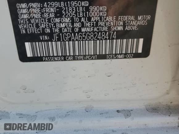 2016 Subaru Impreza 2.0i with VIN JF1GPAA65G8248474, listed as a Copart auction lot 81076775 with 143,689 mi miles and Salvage title. Bid and sale history available at DreamBid. Image 13.