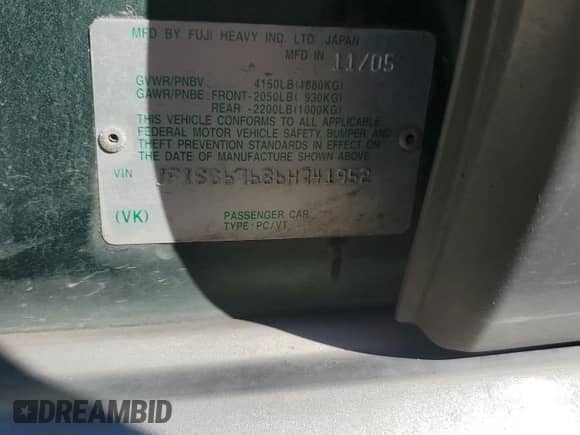 2006 Subaru Forester X L.L. Bean with VIN JF1SG67686H741952, listed as a Copart auction lot 80482515 with 179,966 mi miles and Salvage title. Bid and sale history available at DreamBid. Image 13.