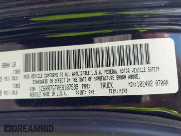 2014 Ram 1500 Big Horn z VIN 1C6RR7GT0ES187989, wystawiony jako IAAI lot #43451978 z przebiegiem 165 388 mil mil oraz . Historia ofert i sprzedaży dostępna na DreamBid. Obrazek 9.