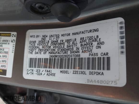 2008 Toyota Corolla CE с VIN 1NXBR32E28Z037088, выставлен на аукционе IAAI как лот 43525373 с пробегом 138 671 миль миль и . История ставок и продаж доступна на DreamBid. Изображение 9.