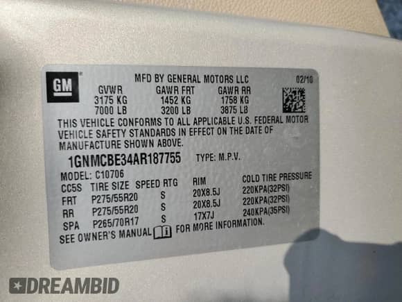 2010 Chevrolet Tahoe LT with VIN 1GNMCBE34AR187755, listed as a Copart auction lot 71677765 with 182,566 mi miles and Salvage title. Bid and sale history available at DreamBid. Image 13.