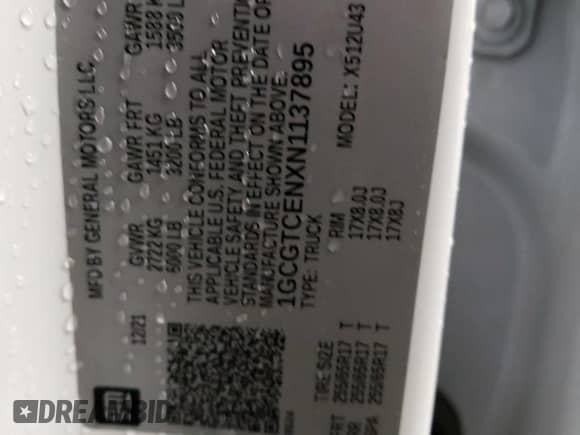 2022 Chevrolet Colorado 4WD LT с VIN 1GCGTCENXN1137895, выставлен на аукционе Copart как лот 61469995 с пробегом 76 902 миль миль и На запчасти • Non repairable. История ставок и продаж доступна на DreamBid. Изображение 12.