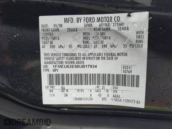 2008 Ford Explorer XLT с VIN 1FMEU63E58UB17934, выставлен на аукционе IAAI как лот 43072864 с пробегом 198 407 миль миль и . История ставок и продаж доступна на DreamBid. Изображение 9.