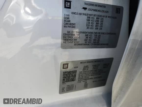 2020 Chevrolet Silverado 1500 Custom z VIN 1GCPWBEH0LZ251625, wystawiony jako Copart lot #84759315 z przebiegiem 196 080 mil mil oraz Czysty tytuł • Clean title. Historia ofert i sprzedaży dostępna na DreamBid. Obrazek 12.