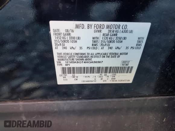 2017 Ford Explorer Sport z VIN 1FM5K8GT4HGA56567, wystawiony jako Copart lot #82544015 z przebiegiem 90 776 mil mil oraz Czysty tytuł • Clean title. Historia ofert i sprzedaży dostępna na DreamBid. Obrazek 13.