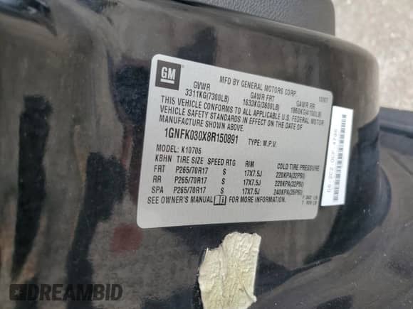 2008 Chevrolet Tahoe Special Service с VIN 1GNFK030X8R150891, выставлен на аукционе Copart как лот 77885814 с пробегом 145 604 миль миль и Списание • Salvage title. История ставок и продаж доступна на DreamBid. Изображение 15.