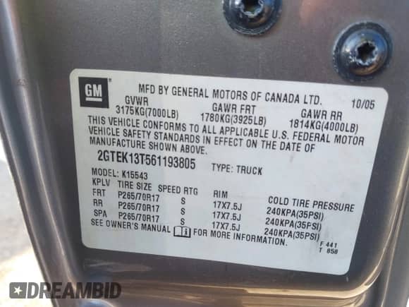 2006 GMC Sierra 1500 SLE1 z VIN 2GTEK13T561193805, wystawiony jako IAAI lot #43241187 z przebiegiem 74 916 mil mil oraz . Historia ofert i sprzedaży dostępna na DreamBid. Obrazek 9.