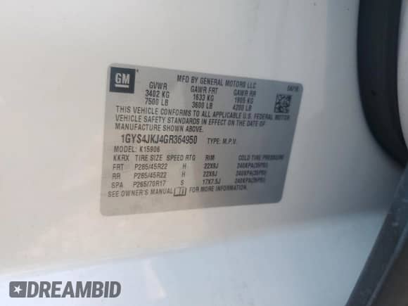 2016 Cadillac Escalade ESV Premium Collection с VIN 1GYS4JKJ4GR364950, выставлен на аукционе Copart как лот 66564605 с пробегом 210 764 миль миль и Списание • Salvage title. История ставок и продаж доступна на DreamBid. Изображение 13.