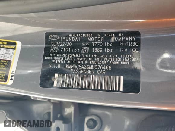 2021 Hyundai Venue SEL with VIN KMHRC8A36MU076466, listed as a Copart auction lot 62308055 with 66,389 mi miles and Salvage title. Bid and sale history available at DreamBid. Image 13.