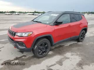 2023 Jeep Compass Trailhawk with VIN 3C4NJDDN2PT561068, listed as a Copart auction lot 62884745 with 23,045 mi miles and Salvage title. Bid and sale history available at DreamBid. Image 1.