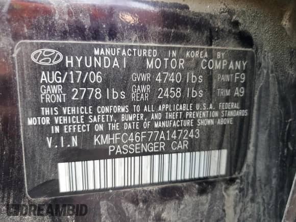 2007 Hyundai Azera SE с VIN KMHFC46F77A147243, выставлен на аукционе Copart как лот 73184274 с пробегом 189 152 миль миль и На запчасти • Non repairable. История ставок и продаж доступна на DreamBid. Изображение 15.