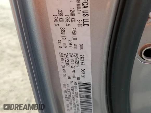 2016 Dodge Journey SXT with VIN 3C4PDCBG5GT224974, listed as a Copart auction lot 70673735 with Not provided miles and Salvage title. Bid and sale history available at DreamBid. Image 13.