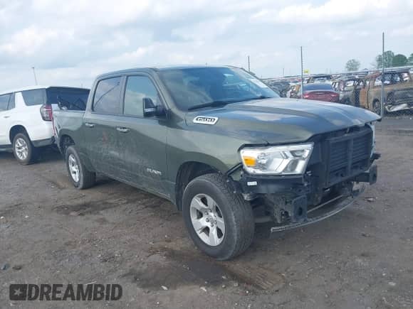 2020 Ram 1500 Big Horn with VIN 1C6RRFFG5LN288617, listed as a IAAI auction lot 39348771 with 60,776 mi miles and . Bid and sale history available at DreamBid. Image 1.