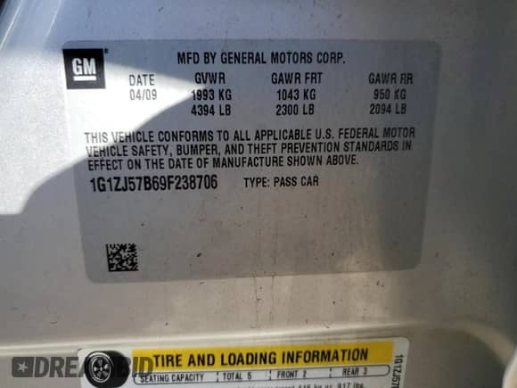 2009 Chevrolet Malibu 2LT с VIN 1G1ZJ57B69F238706, выставлен на аукционе Copart как лот 86646165 с пробегом 138 067 миль миль и Чистый • Clean title. История ставок и продаж доступна на DreamBid. Изображение 12.