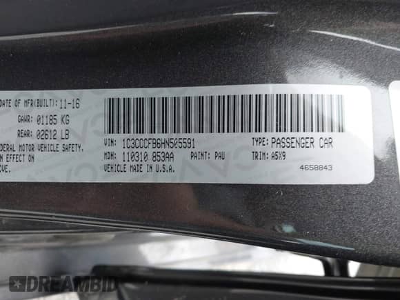 2017 Chrysler 200 Touring with VIN 1C3CCCFB6HN505591, listed as a IAAI auction lot 42849530 with 120,946 mi miles and . Bid and sale history available at DreamBid. Image 9.