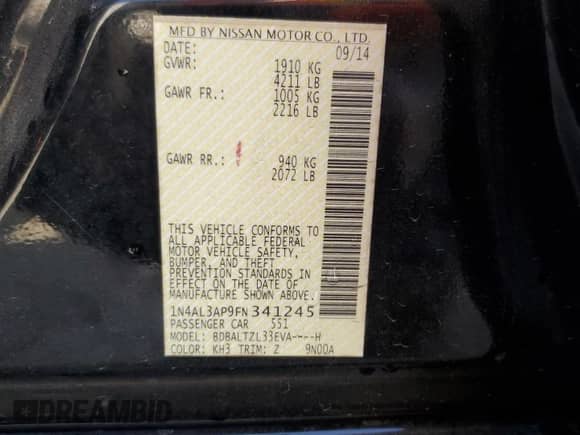 2015 Nissan Altima 2.5 с VIN 1N4AL3AP9FN341245, выставлен на аукционе Copart как лот 84627475 с пробегом 216 011 миль миль и Списание • Salvage title. История ставок и продаж доступна на DreamBid. Изображение 12.