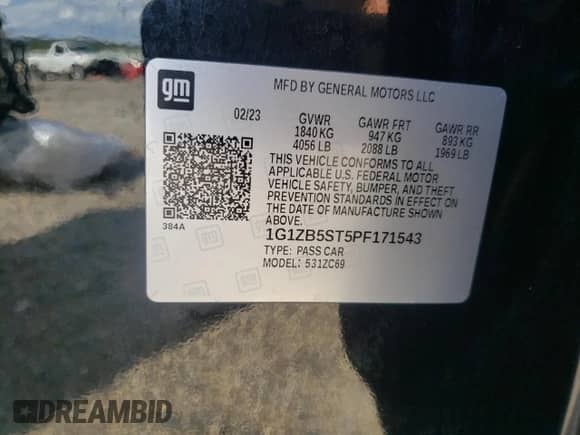 2023 Chevrolet Malibu LS с VIN 1G1ZB5ST5PF171543, выставлен на аукционе Copart как лот 71820165 с пробегом 62 074 миль миль и Чистый • Clean title. История ставок и продаж доступна на DreamBid. Изображение 13.
