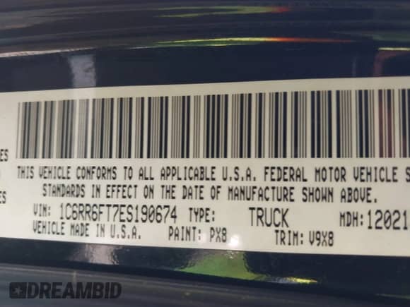 2014 Ram 1500 Tradesman z VIN 1C6RR6FT7ES190674, wystawiony jako IAAI lot #41361129 z przebiegiem 164 233 mil mil oraz . Historia ofert i sprzedaży dostępna na DreamBid. Obrazek 9.