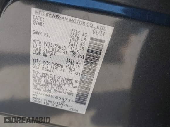 2014 Nissan Pathfinder SL с VIN 5N1AR2MM8EC659755, выставлен на аукционе IAAI как лот 43492626 с пробегом 161 677 миль миль и . История ставок и продаж доступна на DreamBid. Изображение 9.