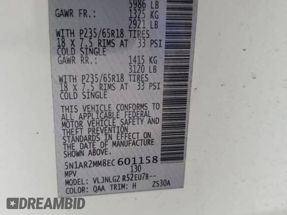 2014 Nissan Pathfinder SL with VIN 5N1AR2MM8EC601158, listed as a Copart auction lot 80143885 with 196,188 mi miles and Salvage title. Bid and sale history available at DreamBid. Image 12.