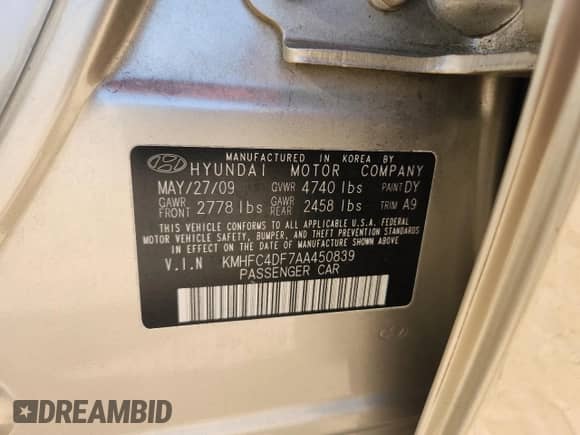 2010 Hyundai Azera Limited с VIN KMHFC4DF7AA450839, выставлен на аукционе Copart как лот 62987885 с пробегом 160 410 миль миль и Списание • Salvage title. История ставок и продаж доступна на DreamBid. Изображение 12.