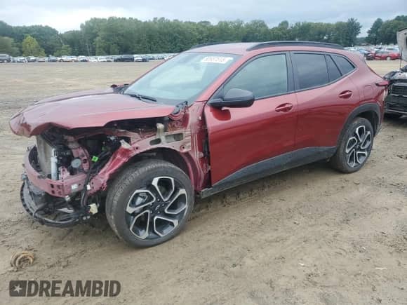 2025 Chevrolet Trax 2RS with VIN KL77LJEP6SC067945, listed as a Copart auction lot 83937515 with 25,372 mi miles and Salvage title. Bid and sale history available at DreamBid. Image 1.