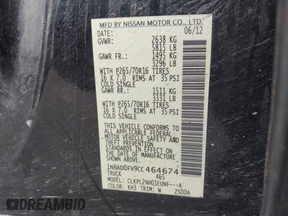 2012 Nissan Frontier SV with VIN 1N6AD0FV9CC464674, listed as a IAAI auction lot 42523967 with 156,505 mi miles and . Bid and sale history available at DreamBid. Image 9.
