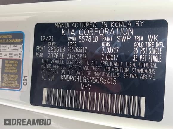 2022 Kia Sorento S с VIN KNDRG4LG5N5085415, выставлен на аукционе IAAI как лот 42215617 с пробегом 60 269 миль миль и . История ставок и продаж доступна на DreamBid. Изображение 9.