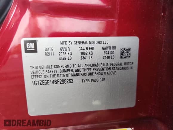 2011 Chevrolet Malibu LTZ with VIN 1G1ZE5E14BF298262, listed as a Copart auction lot 87244995 with 124,236 mi miles and Salvage title. Bid and sale history available at DreamBid. Image 13.