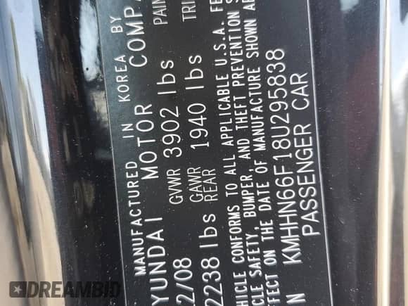 2008 Hyundai Tiburon GT с VIN KMHHN66F18U295838, выставлен на аукционе Copart как лот 51972325 с пробегом 147 626 миль миль и Списание • Salvage title. История ставок и продаж доступна на DreamBid. Изображение 14.