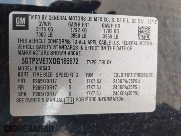 2013 GMC Sierra 1500 SLE z VIN 3GTP2VE7XDG185672, wystawiony jako IAAI lot #43336180 z przebiegiem 236 690 mil mil oraz . Historia ofert i sprzedaży dostępna na DreamBid. Obrazek 9.