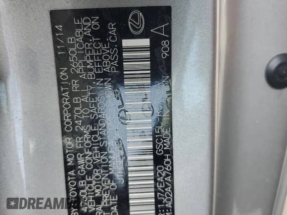 2015 Lexus RC 350 F Sport with VIN JTHSE5BC2F5001160, listed as a Copart auction lot 65068665 with 128,396 mi miles and Clean title. Bid and sale history available at DreamBid. Image 12.