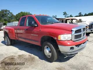2005 Dodge 3500 SLT with VIN 3D7MS48C65G765238, listed as a Copart auction lot 70204975 with 122,663 mi miles and Salvage title. Bid and sale history available at DreamBid. Image 1.