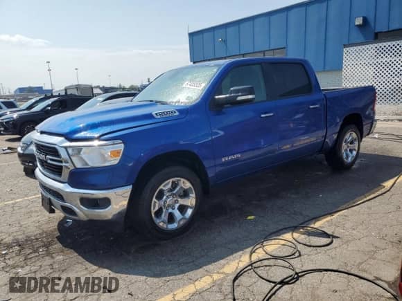 2019 Ram 1500 Big Horn z VIN 1C6SRFFT0KN755858, wystawiony jako Copart lot #67435335 z przebiegiem 54 277 mil mil oraz Czysty tytuł • Clean title. Historia ofert i sprzedaży dostępna na DreamBid. Obrazek 1.