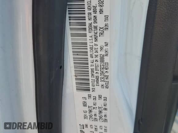 2012 Dodge RAM with VIN 3C6LD5AT6CG188862, listed as a Copart auction lot 71430705 with 116,034 mi miles and Salvage title. Bid and sale history available at DreamBid. Image 13.