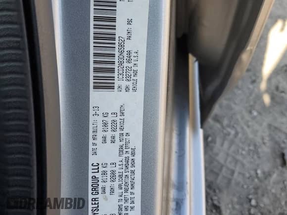 2013 Dodge Avenger SE with VIN 1C3CDZAB3DN658527, listed as a Copart auction lot 81234615 with 69,124 mi miles and Salvage title. Bid and sale history available at DreamBid. Image 12.