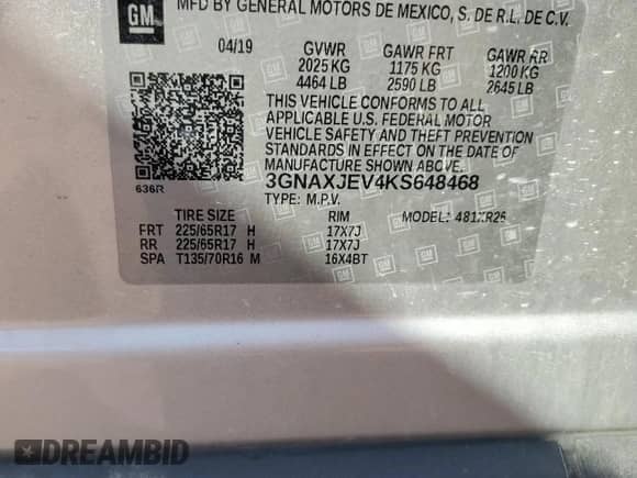 2019 Chevrolet Equinox LT z VIN 3GNAXJEV4KS648468, wystawiony jako Copart lot #80326615 z przebiegiem 86 126 mil mil oraz Czysty tytuł • Clean title. Historia ofert i sprzedaży dostępna na DreamBid. Obrazek 13.