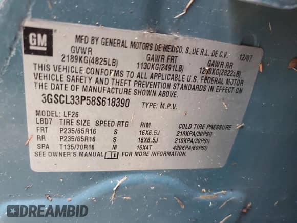 2008 Saturn VUE XE z VIN 3GSCL33P58S618390, wystawiony jako Copart lot #75251444 z przebiegiem Nie podano mil oraz Nie do naprawy • Non repairable. Historia ofert i sprzedaży dostępna na DreamBid. Obrazek 14.