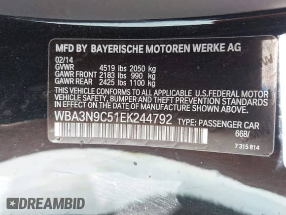 2014 BMW 4 Series 428i xDrive с VIN WBA3N9C51EK244792, выставлен на аукционе IAAI как лот 42118701 с пробегом 129 365 миль миль и . История ставок и продаж доступна на DreamBid. Изображение 9.